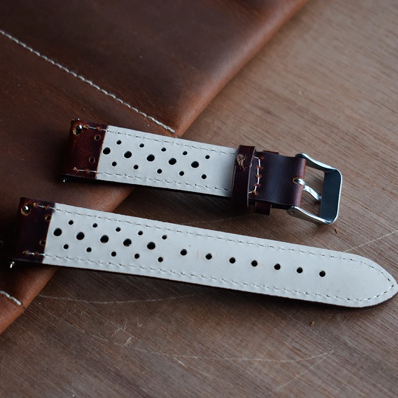 Handmade Watchband Soft Genuine Leather Watch Strap 18mm 20mm 22mm 24mm Porous Ventilation Wristband Replacement for Watches