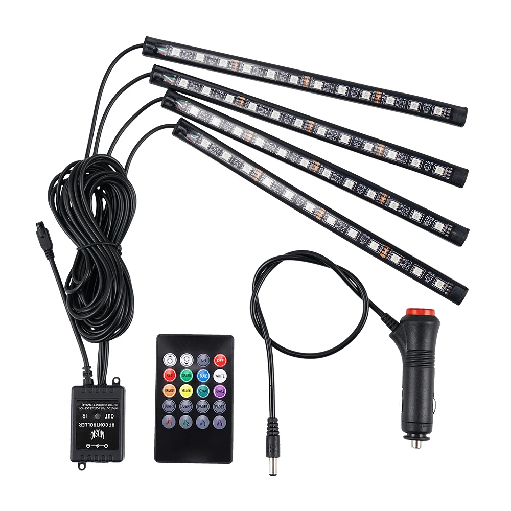 

LED Car Foot Light Ambient Lamp With USB/APP Wireless Remote Music Control Multiple Modes Automotive Interior Decorative Lights