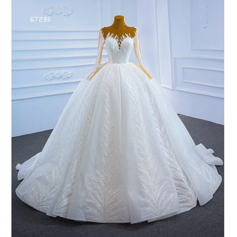

2021 Vestidos De Noiva Plus Size Ball Gown Wedding Dresses For Women Lace Bridal Gowns Long Sleeves Vintage White Robe De Mariee