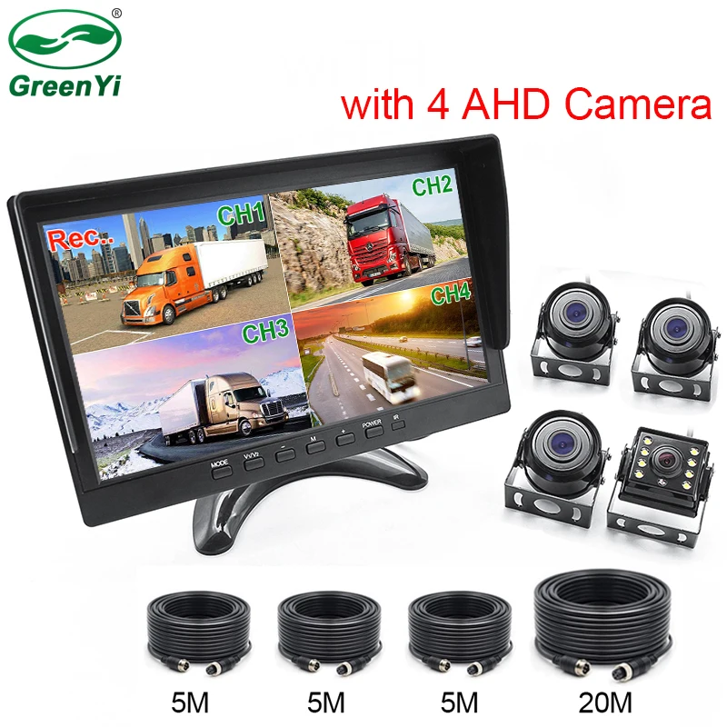4PCS CAMERA HD AHD 1920*1080P 10,1 дюймов Автомобильный MP4 MP5 грузовик фургон Автобус DVR Запись видео монитор с 4CH AHD Передняя Задняя Левая Правая камера - Название цвета: 4PCS CAMERA