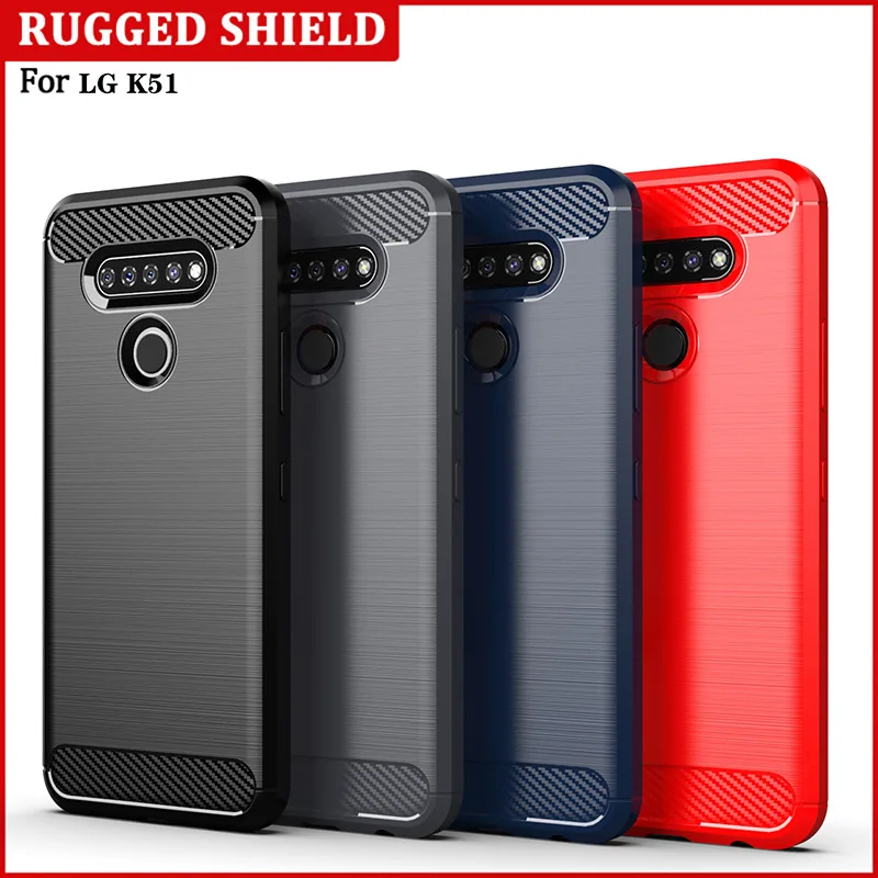 Для LG K51 чехол из углеродного волокна противоударный для телефона защитный