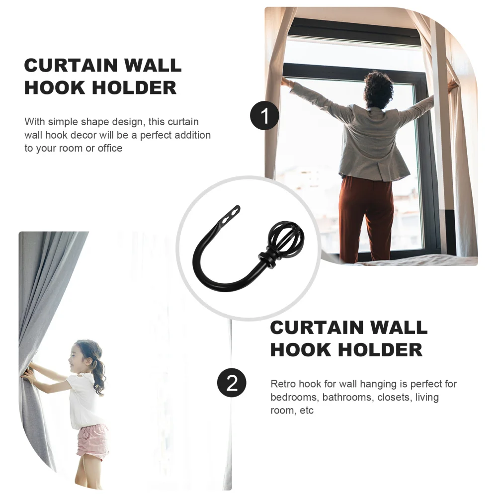 

2pcs Iron Curtain Tieback Decorative Holdback Curtain Holder Wall Hook Holder