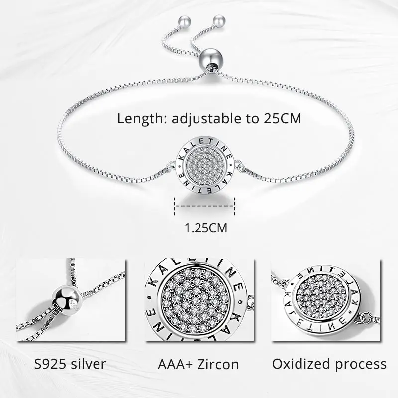 Мужские браслеты с буквенным принтом KALETINE круглые элегантные из стерлингового