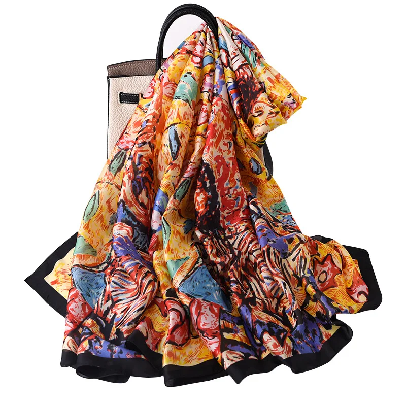 

New 2021 Brand Silk Scarves Summer Women Shawls and Wraps Print Hijabs poncho Scarfs Foulard Femme Pashmina Beach Stoles fashion