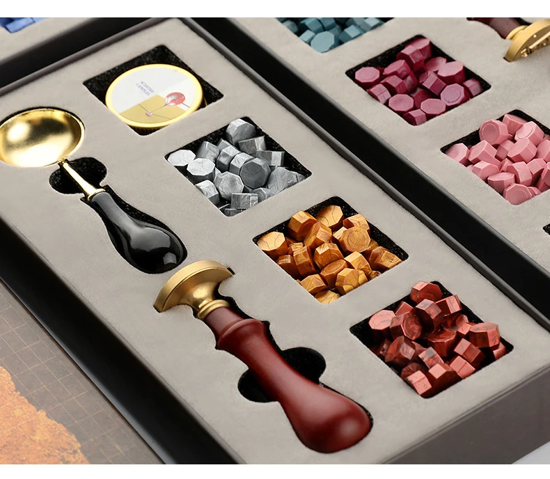 

DIY Seal Stamp Wax Kit Set Craft Supplies Wax Spoon with 120pcs Wax Beads Thank You Love For You Wax Stamps for Card Making
