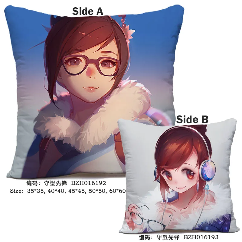 13 45X45 см аниме игра Overwatch наволочка OW dva Mercy Mei Hanzo Genji Reaper Dakimakura Чехол 3D двухсторонний принт наволочка - Цвет: 13