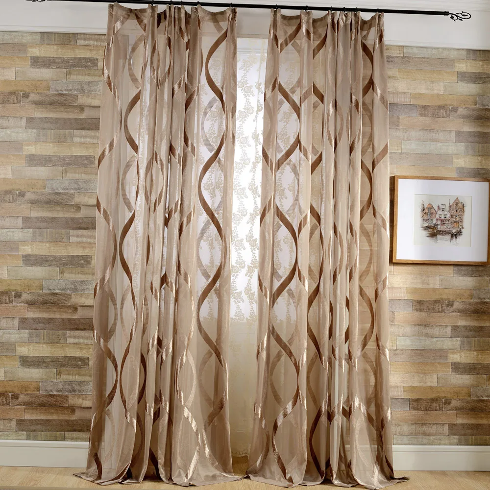 

Luxury Jacquard Design White Sheer Curtains for Living Room Home Hospital Cafe Hotel Office Striped Window Shades