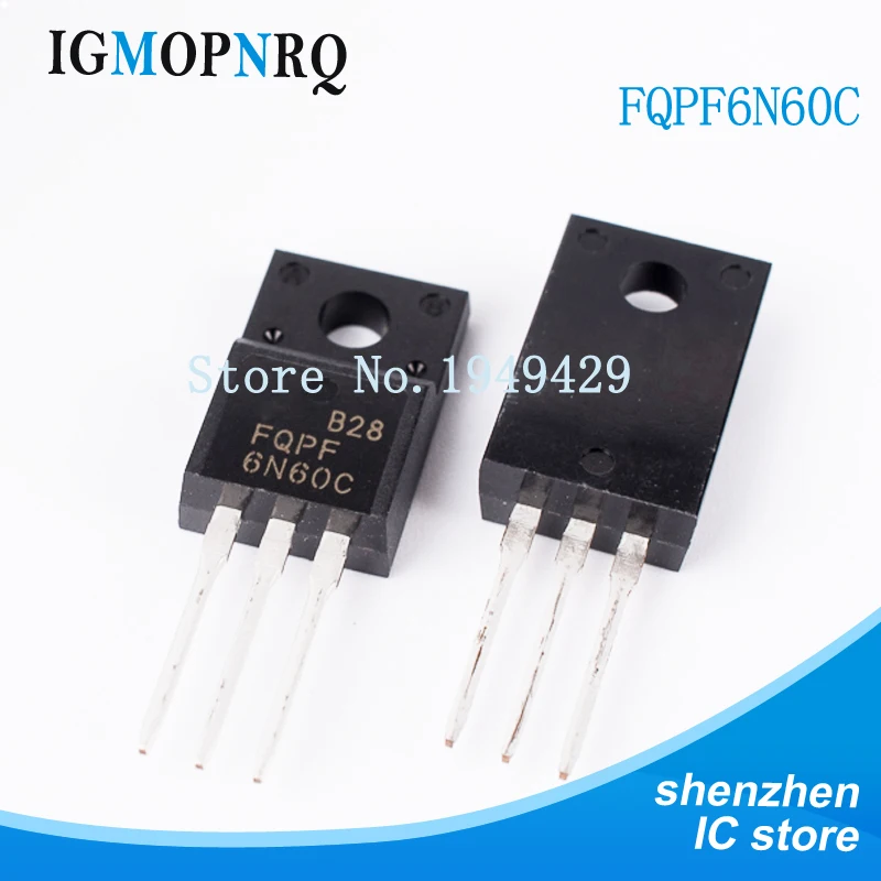 Транзистор Mosfet FQPF6N60C TO-220 6N60C 6N60 TO220 FQPF6N60, 10 шт. Транзистор Mosfet FQPF6N60C TO-220 6N60C 6N60 TO220 FQPF6N60, 10 шт.