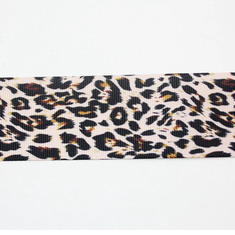Leopard printed grosgrain ribbon 9-75mm DIY handmade materials hair accessorie wedding gift wrap tape ribbons