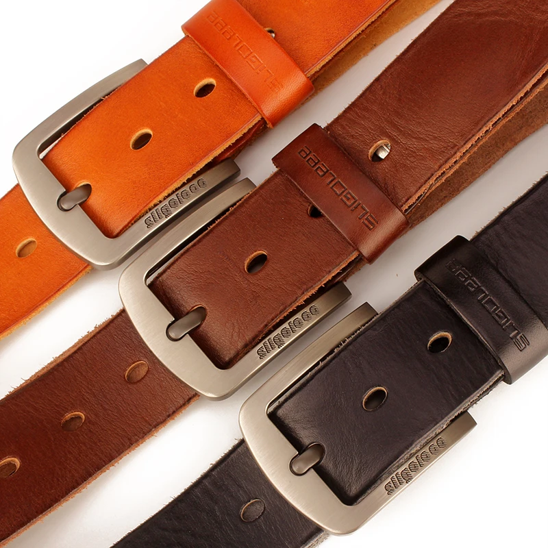 SLIGOLEEE классический дизайн пряжка мужской ремень 100% натуральная верх кожаный для
