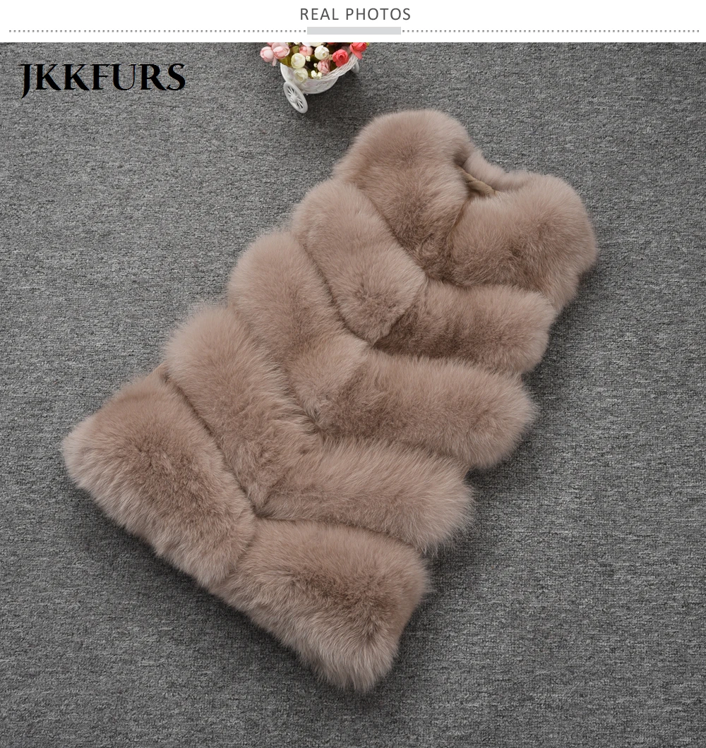 JKKFURS Новое поступление натуральный Лисий мех жилет женский Зимний натуральный мягкий натуральный мех длинный жилет модное пальто 5 рядов жилет S1571