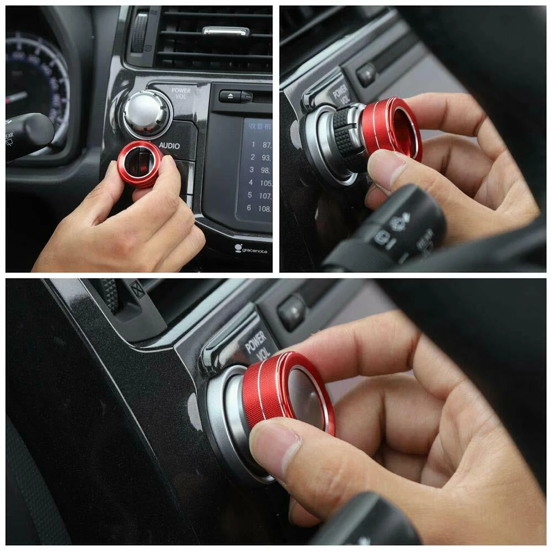 

2x Red Aluminum Audio Switch Button Knob Cover Trim fit for Toyota 4Runner 2010-2016 2017 2018 2019