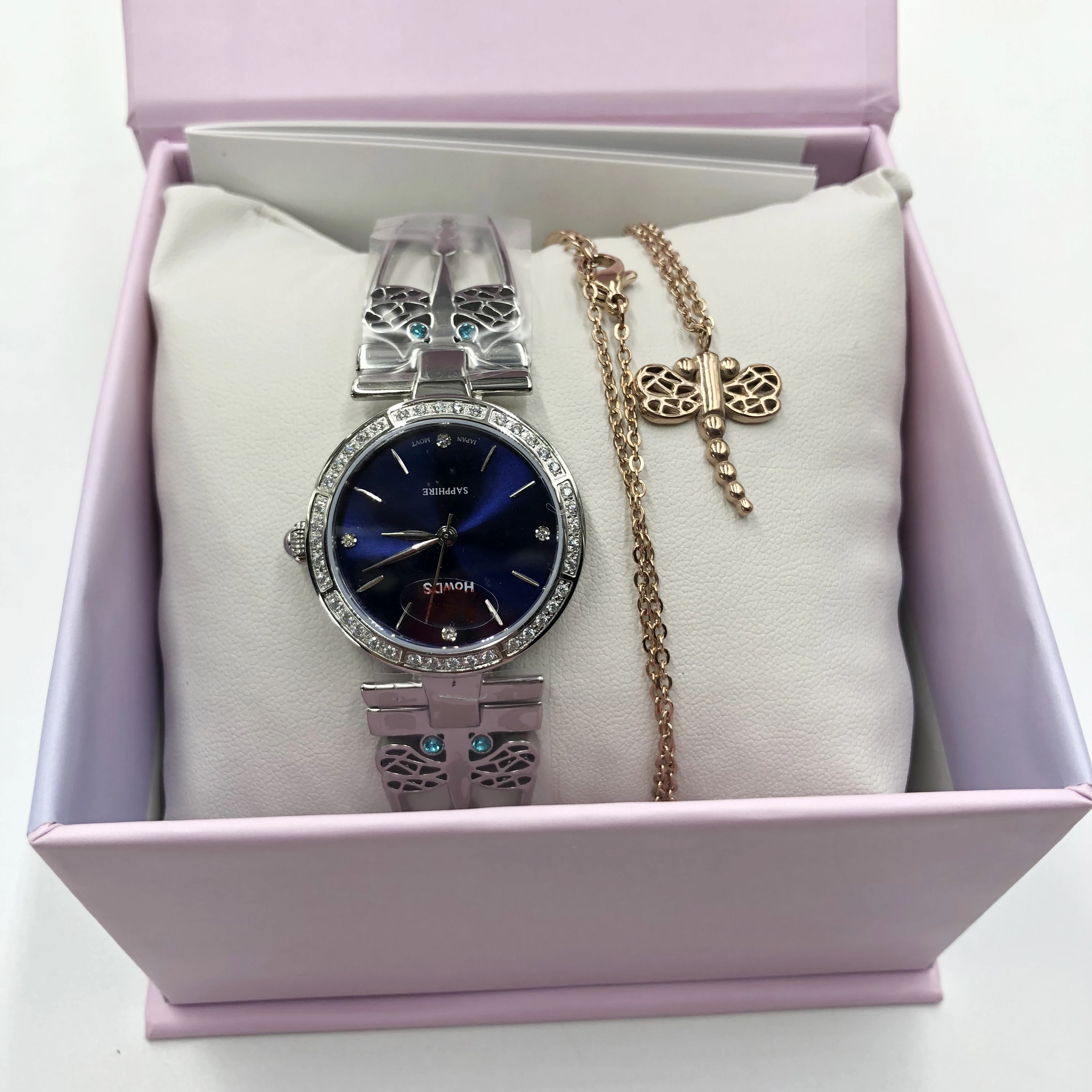 

Luxury Mechanical Watch For Girl Friend's Gift Stainless Steel Bracelet with Free Necklace For Mother's Gift