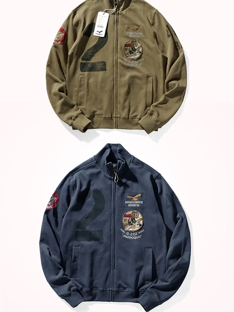 Осенне-зимняя новая трикотажная куртка в стиле милитари с вышивкой Мужская мода