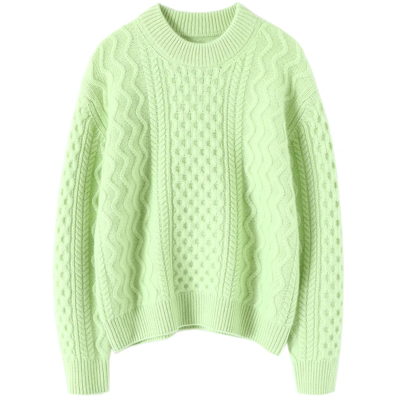 Зимний толстый вязаный кашемировый свитер 100% вязаная одежда женские толстые