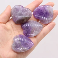 1pc heart shape amethysts beads natural agates stone loose beads for making diy jewelry necklace bracelet accessories 40x40mm