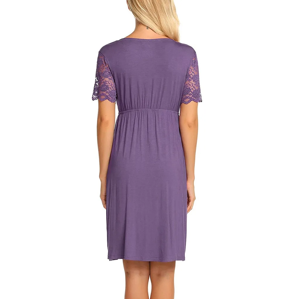 

Matrenity Dresses Pregnant Womens Nursing Nightgown Pregnancy Dress Lace Splice Maternity Dress vtements maternit Sleepwear