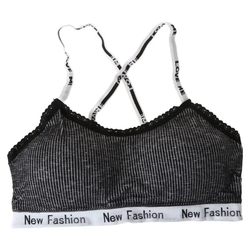 

Teen Girls Lace Underwear Soft Padded Cotton Bra Young Girls Yoga Sports Bra X3UE