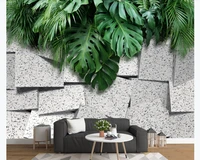 custom photo wallpaper mural 3d three dimensional abstract space green plant tv background wall