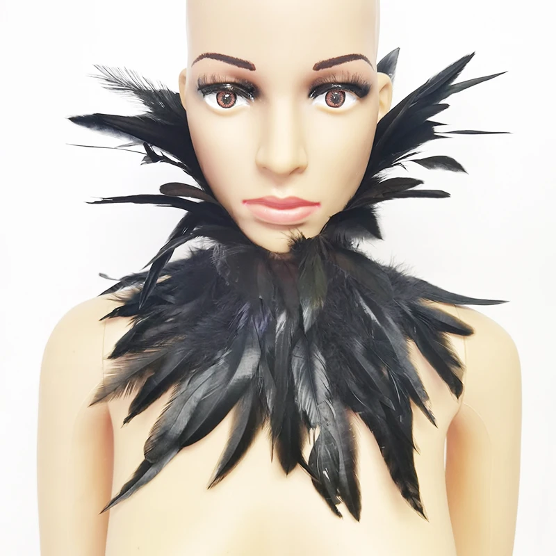 Готический воротник с искусственными перьями викторианский натуральными
