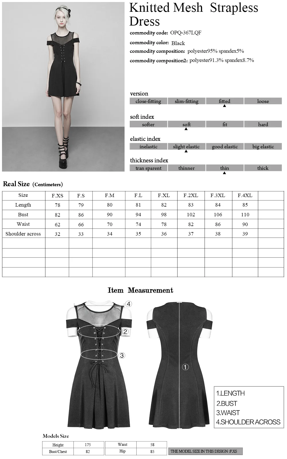

UNKRAVE Women's Punk Style Knitted Mesh Strapless Dress Off Shouder Summer Daily Short Dress