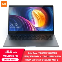 Xiaomi Тетрадь Pro 15,6 дюймов GTX 1050 Max-Q 4 Гб GDDR5 ноутбук i7-8550U/i5-8250U 1 ТБ/256G SSD игровой офисный компьютер