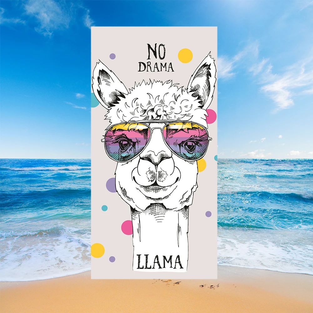 

Free shipping Gift Alpaca Llama No Drama Be Cool Words Print Yoga Yogi Spa Swim Bath Beach Towel Blanket Throw