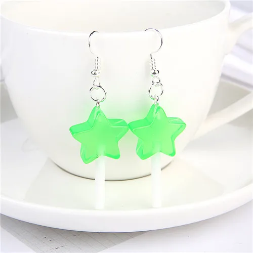 Transparent green 1 пара, женские серьги, полимерные, ремесло, конфеты, леденец, bff, дружба, Висячие серьги для женщин, детей, ювелирные изделия - Окраска металла: Transparent green