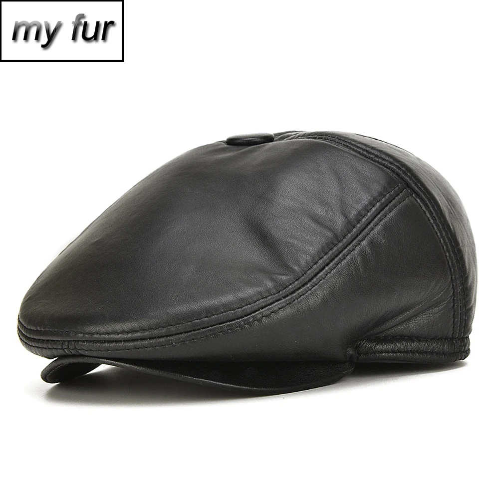 Мужская шапка из натуральной кожи с язычком утки брендовая Повседневная новинка