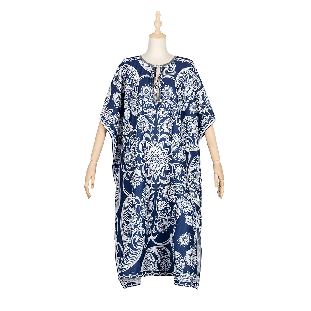 Платье женское в стиле бохо пляжный сарафан с цветочным принтом и рукавом