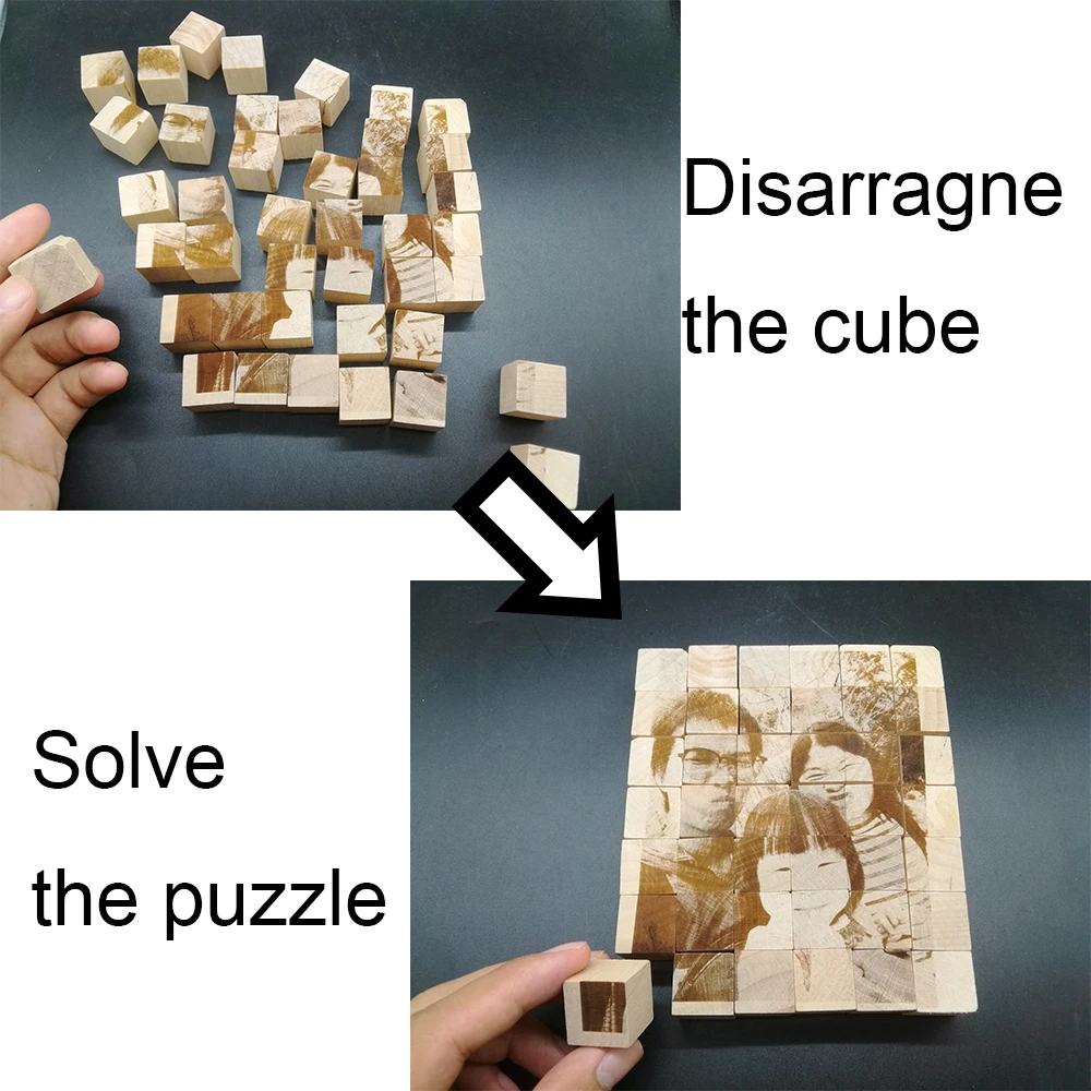 10 мм 5*7 шт деревянный куб головоломка лазерная гравировка процесс Принять