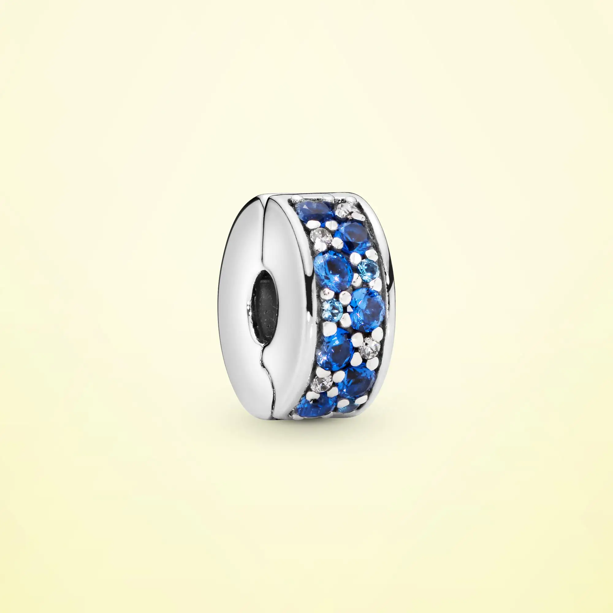 

Hot Sale 925 Sterling Silver Blue Pave Clip Charms Beads fit Original Pandora Bracelet Fine Jewelry Gift wholesale PTC147