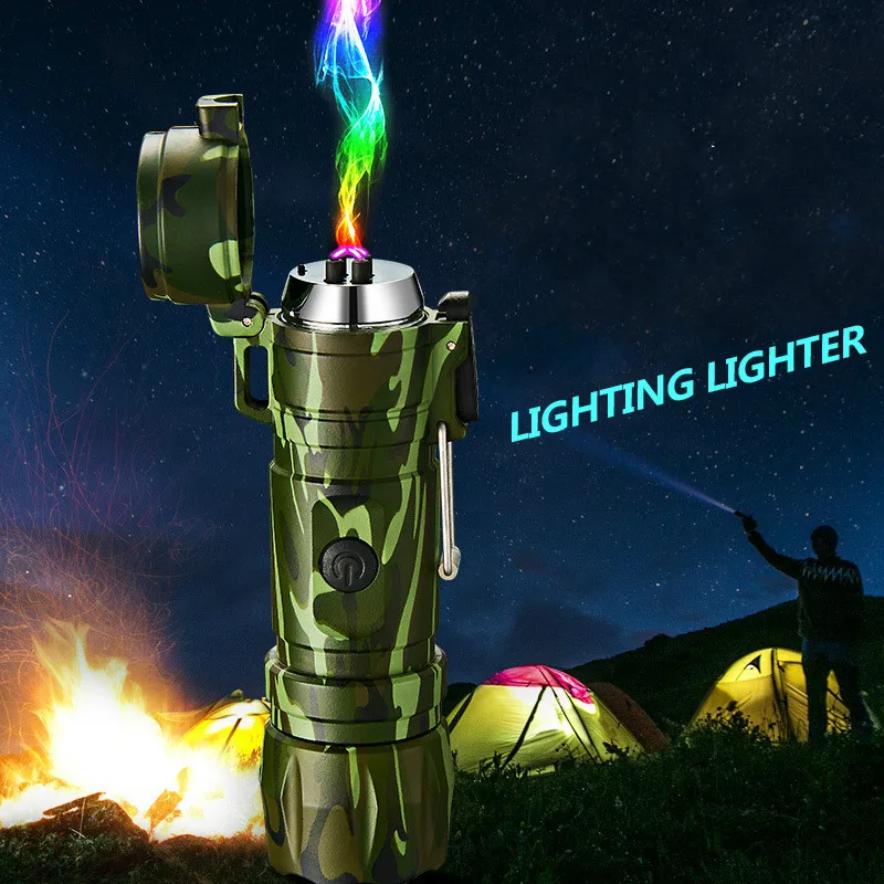 Светодиодный водонепроницаемый фонарик с двойной дугой перезаряжаемая USB