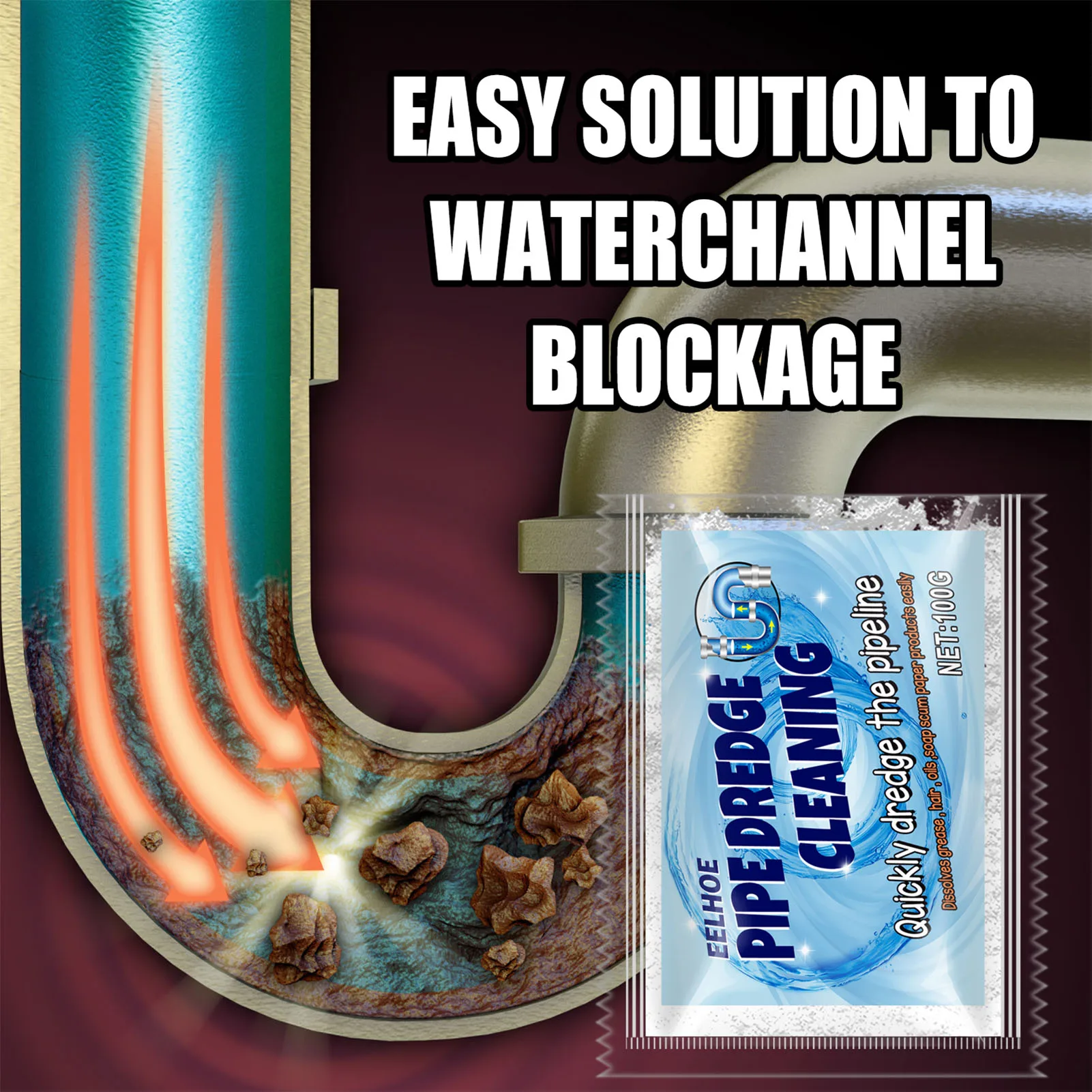 500G Pipe Dredge Cleaning Powder Powerful Kitchen Sewer Cleaner Sink Drain Dredging Agent For Toilet | Дом и сад