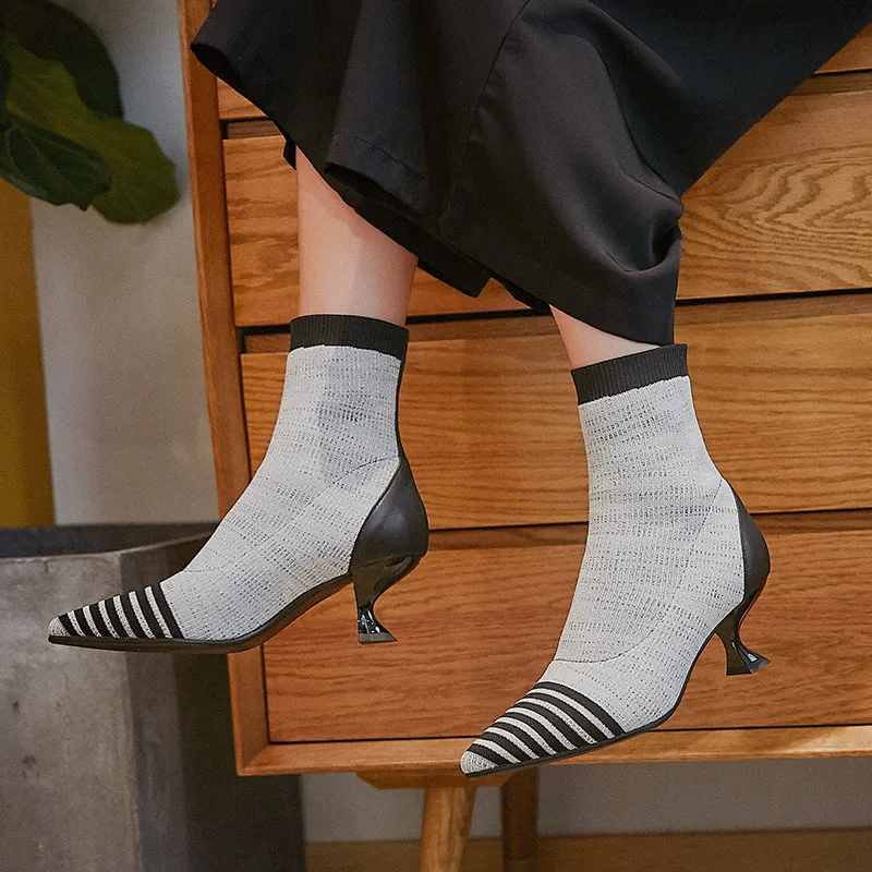 

ASUMER 2020 new arrival Stretch boots woman stiletto high heels dress party shoes fashion pointed toe autumn ankle boots women