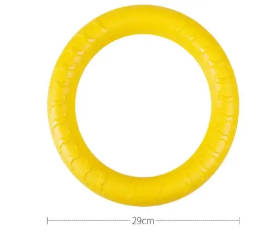 Teeth Indestructible Bite Rubber Puppy Funny Training Ball Ring Puller Chew Toys Play Fetch Solid With Carrier Rope Pet Dog - Цвет: Yellow 29CM Puller