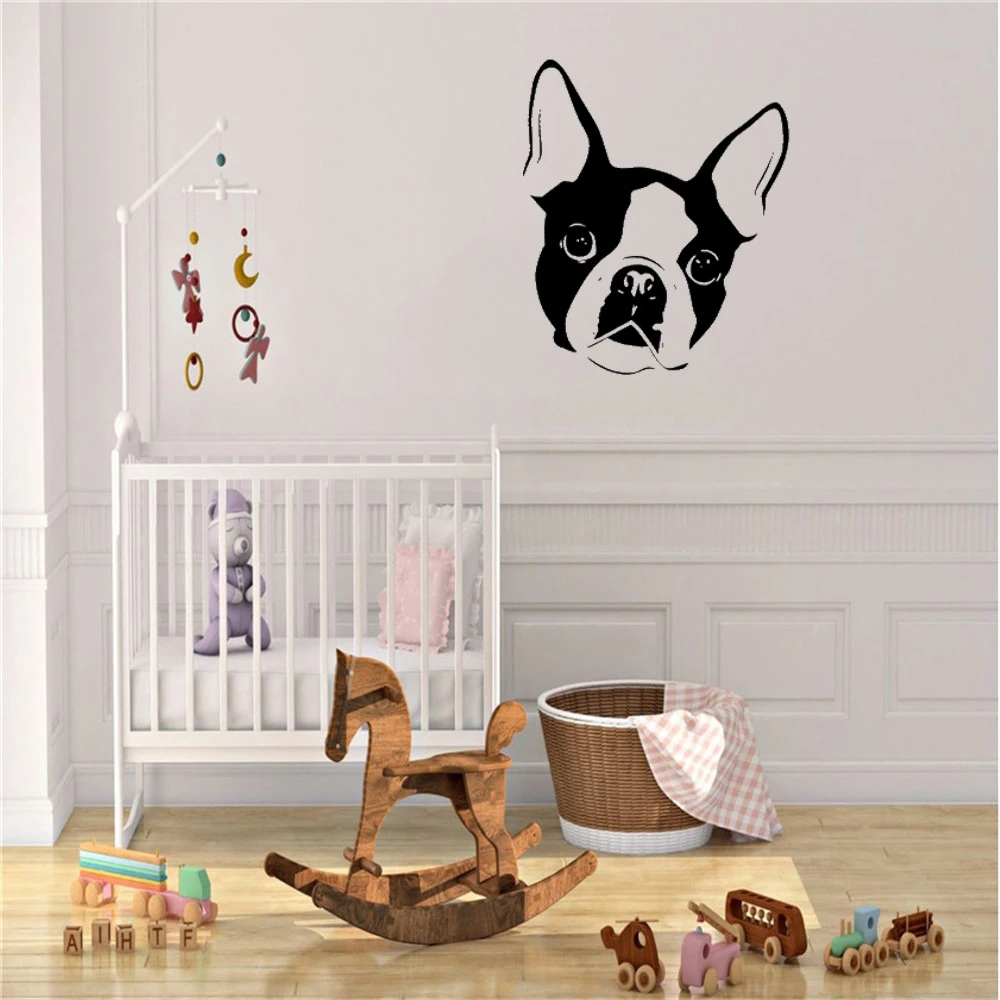 

Cute Bulldog Wall Sticker For Kids Room Bedroom Wall Decal Nursery Bulldog Wall Mural Vinyl Wall Art Decor ph784