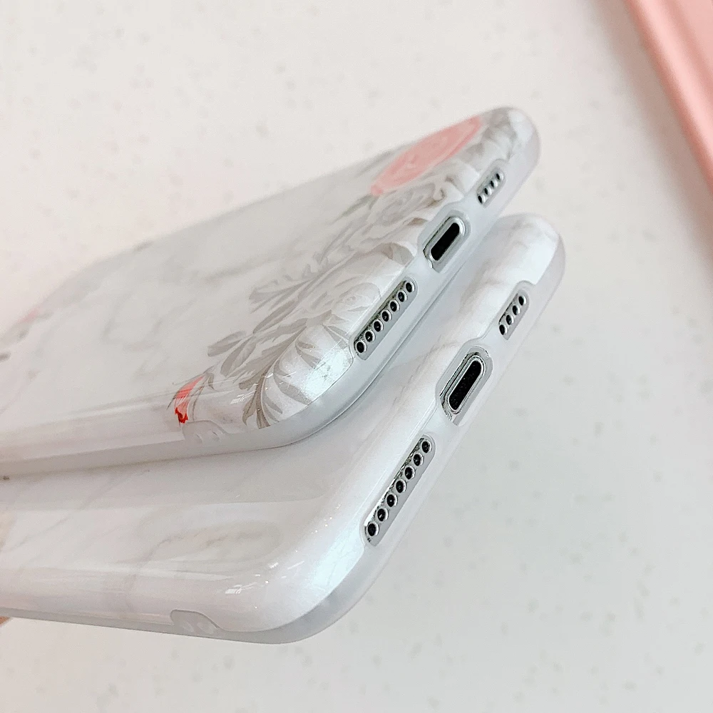 Ретро Цветочный Белый Мраморный чехол для телефона iPhone 11 Pro Max XR X XS 7 8 6S Plus мягкий IMD