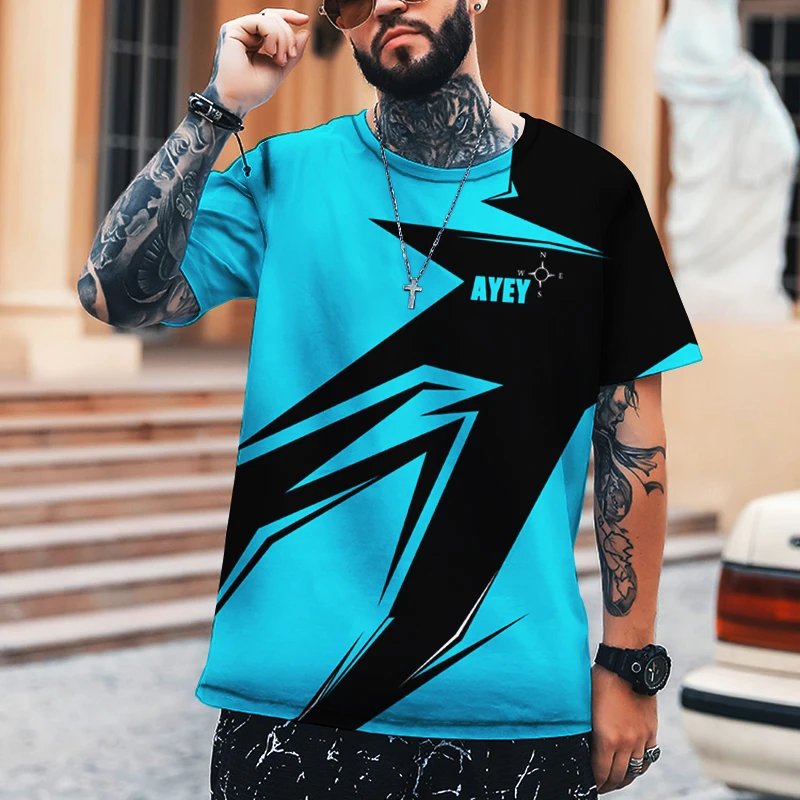 

AYEY Simple Stitching Design New Summer Men's Shirt Oversized 6XL O-neck Loose Casual Fashion Men's T-shirt Short Sleeves