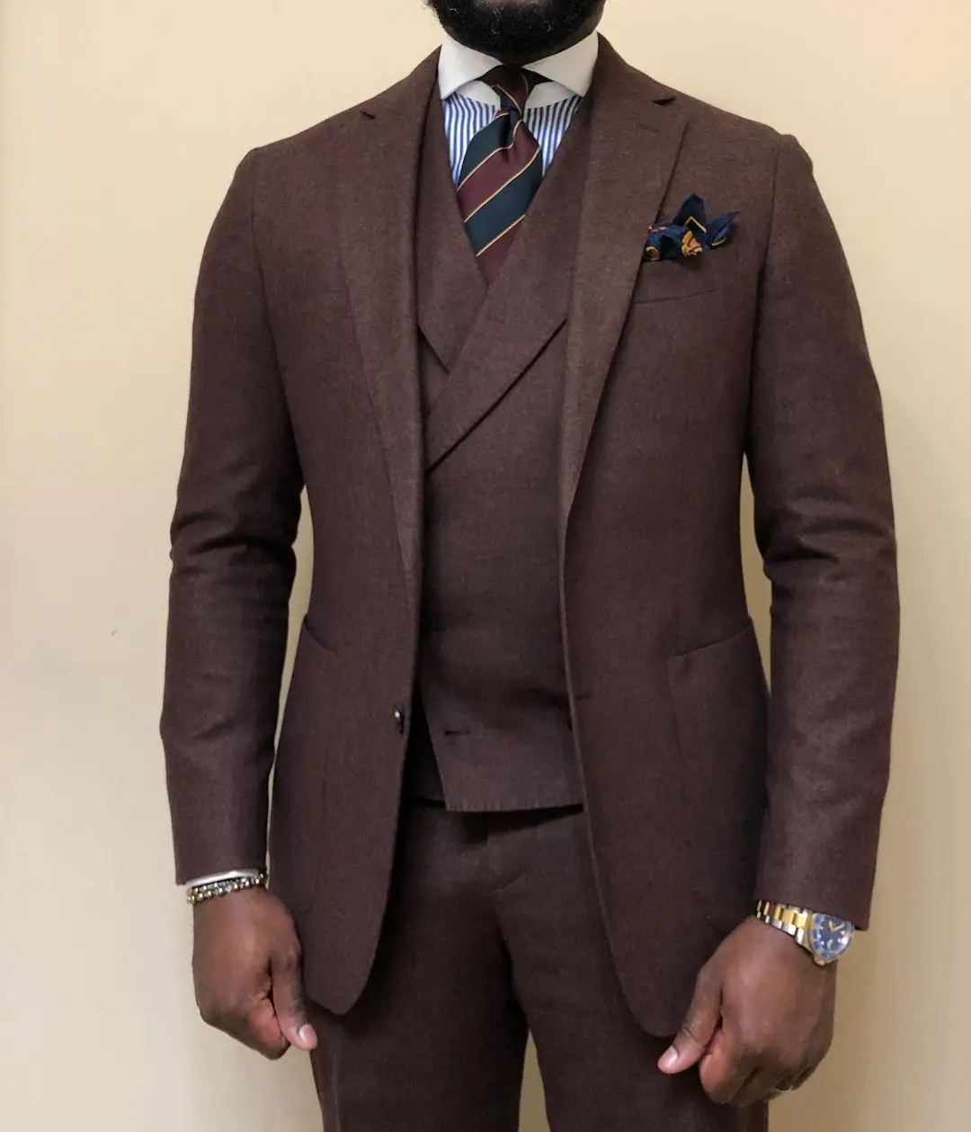 

(Пиджак + брюки + жилет) коричневые смокинг для жениха с вырезом на воротнике из 3 предметов для свадьбы, официального выпускного вечера, вече...