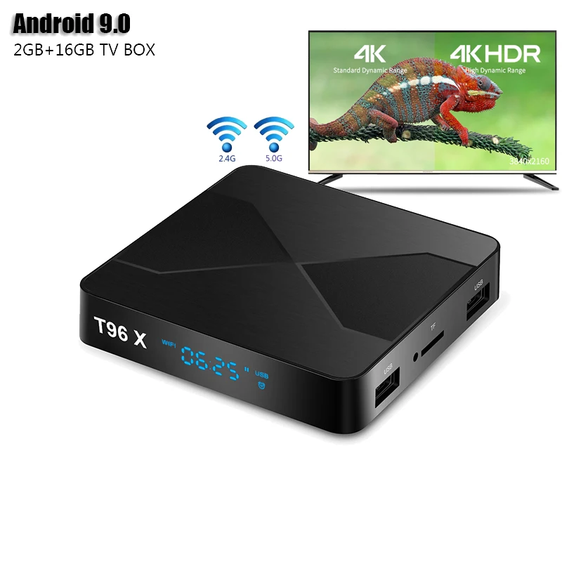 

ТВ-приставка T96X Android 9.0 Amlogic S905W чип 2 Гб 16 Гб Смарт ТВ-бокс четырехъядерный 64-битный Android 9.0 ТВ-бокс 4k H.265 ТВ-приставка