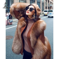 fursarcar 2021 new luxurious womens real red fox fur winter coat genuine leather natural fox fur jacket female thicken outwear