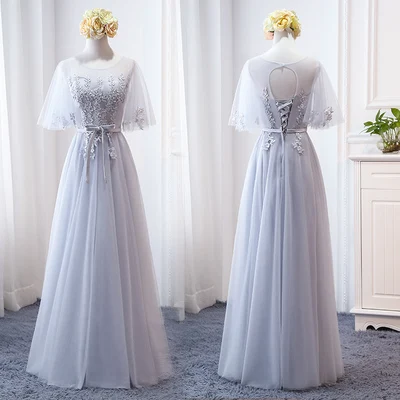 MNZ-9858Z# платье подружки невесты новые зимние рождественские платья средней длины с длинными рукавами г. Бледно-лиловый на шнуровке для девочек - Цвет: 819B