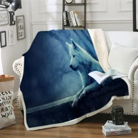 wolf blanket 3d cartoon sherpa blanket double thick velvet warm super soft flannel office nap blanket sofa bedding