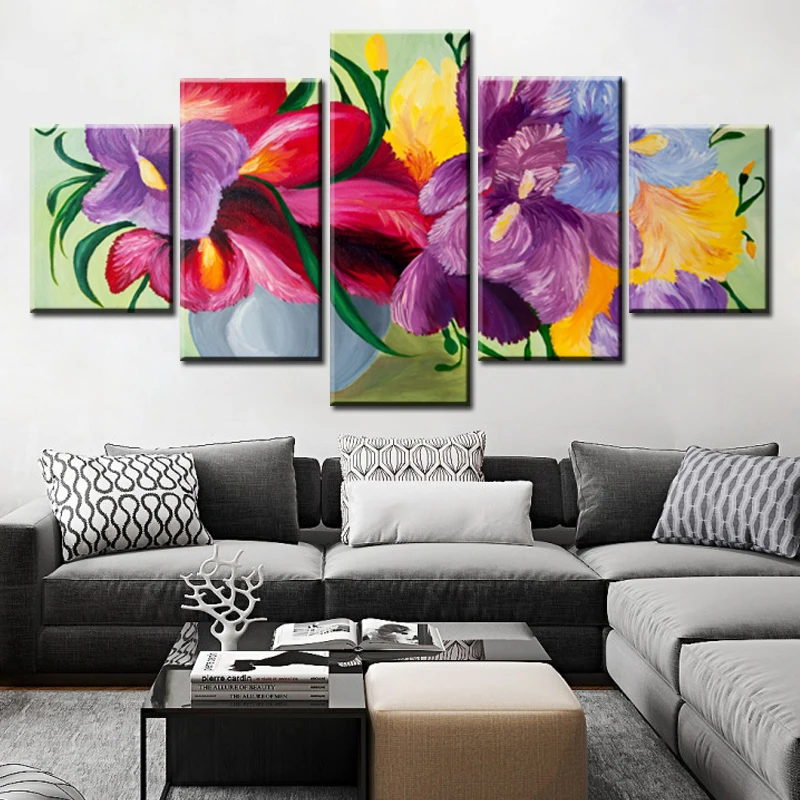 

5 Panels Flowers Canvas Art Wall Paintings Home Decor Abstract Pop Art Canvas Prints Flowers Modern Wall Posters for Living Room
