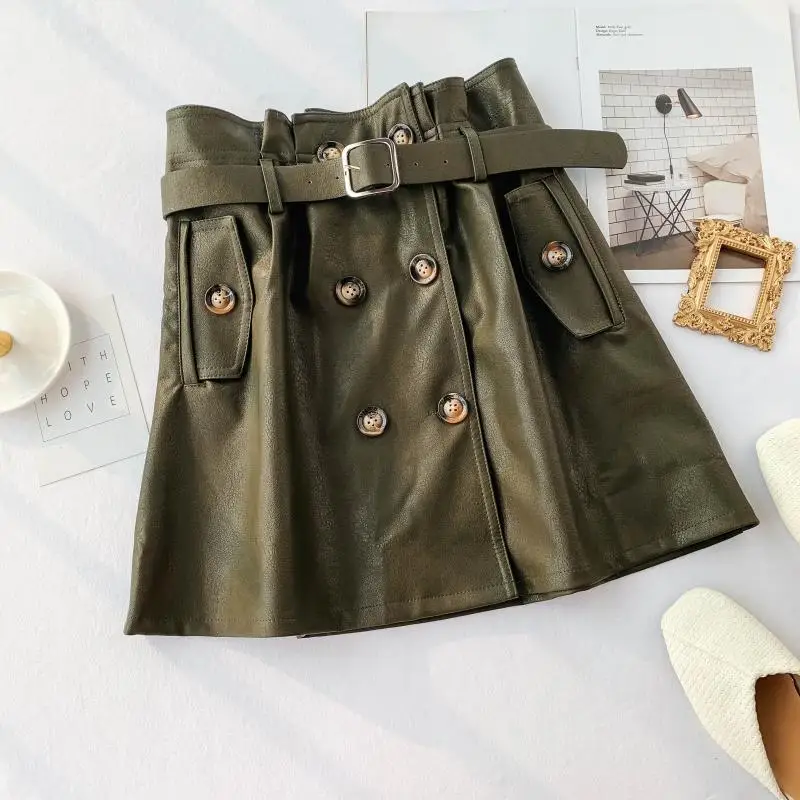 MUMUZI Женская юбка на пуговицах Британский ветер двубортная Высокая талия линия