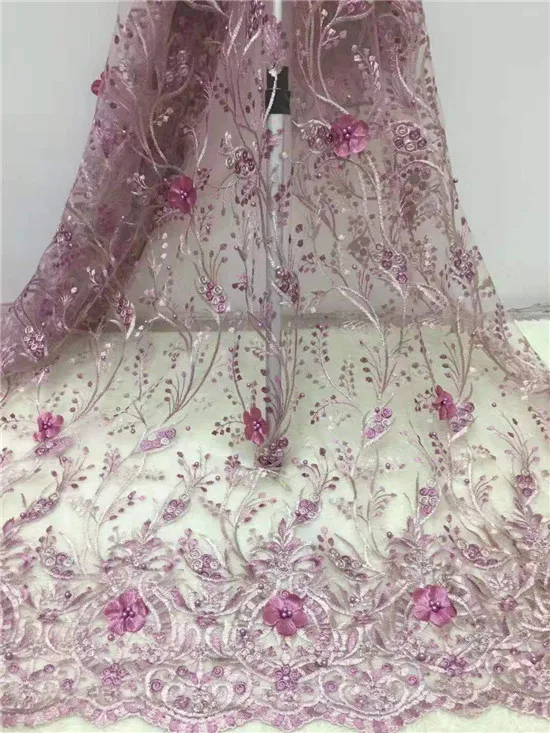 Новый дизайн африканская кружевная Лента ткань в розовую полоску Chantilly кружева
