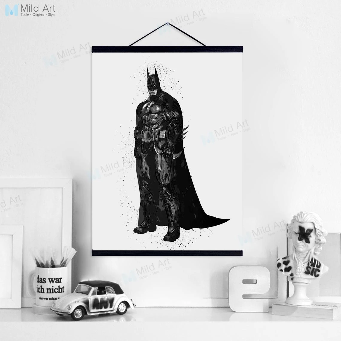 Веер из фильма летучая мышь супер герой деревянная вешалка в рамке постеры для