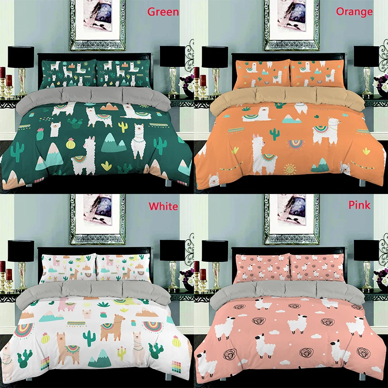 Комплект постельного белья Boniu с принтом альпаки королевского размера объемным