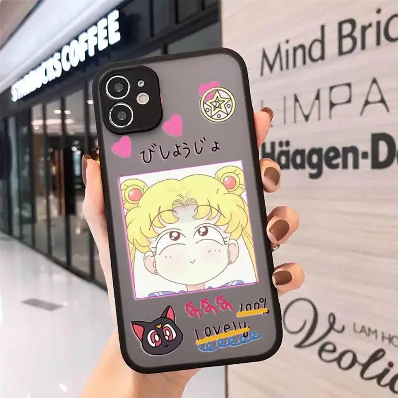 

Harajuku Sailor Moon Summer Girl Candy Phone Case Matte Transparent for iPhone 7 8 11 12 s mini pro X XS XR MAX Plus cover funda